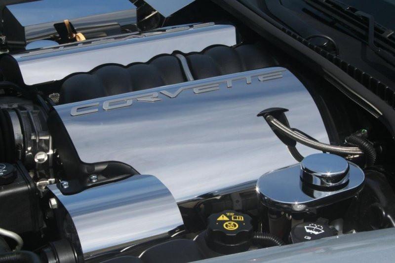 Corvette C6 2005-2007 Fuel Rail Covers Polished with "CORVETTE" script 2005-2007 C6 only
